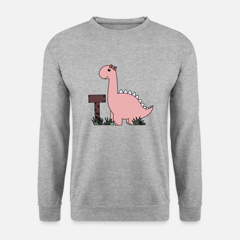 Dino - Unisex Pullover - Weißgrau meliert