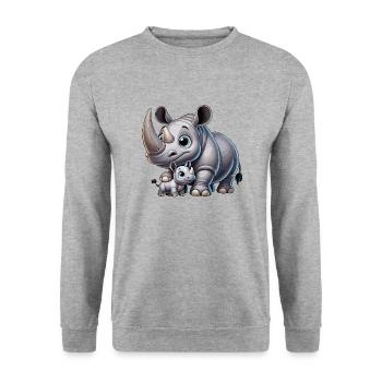 Rhinoceros mother with child - Unisex Sweatshirt - salt & pepper - Front - Alina (178cm) & Michal (187cm)