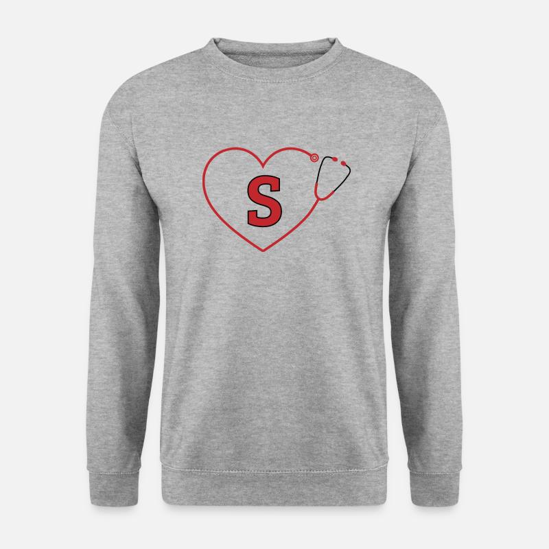 Buchstaben-Stethoskop - Unisex Pullover - Weißgrau meliert