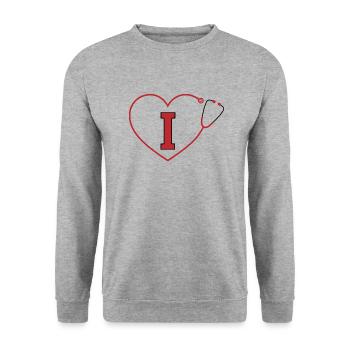 Lettre i stéthoscope - Sweat-shirt Unisexe - gris chiné - Devant - Alina (178cm) & Michal (187cm)