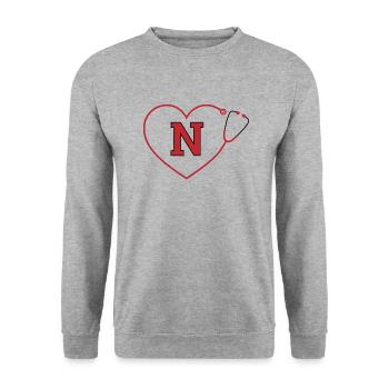Letter n Stethoscope - Unisex Sweatshirt - salt & pepper - Front - Alina (178cm) & Michal (187cm)