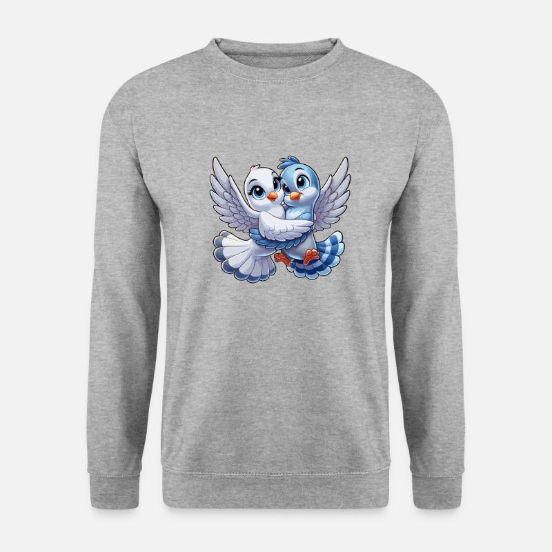 Turteltauben 1 - Unisex Pullover - Weißgrau meliert