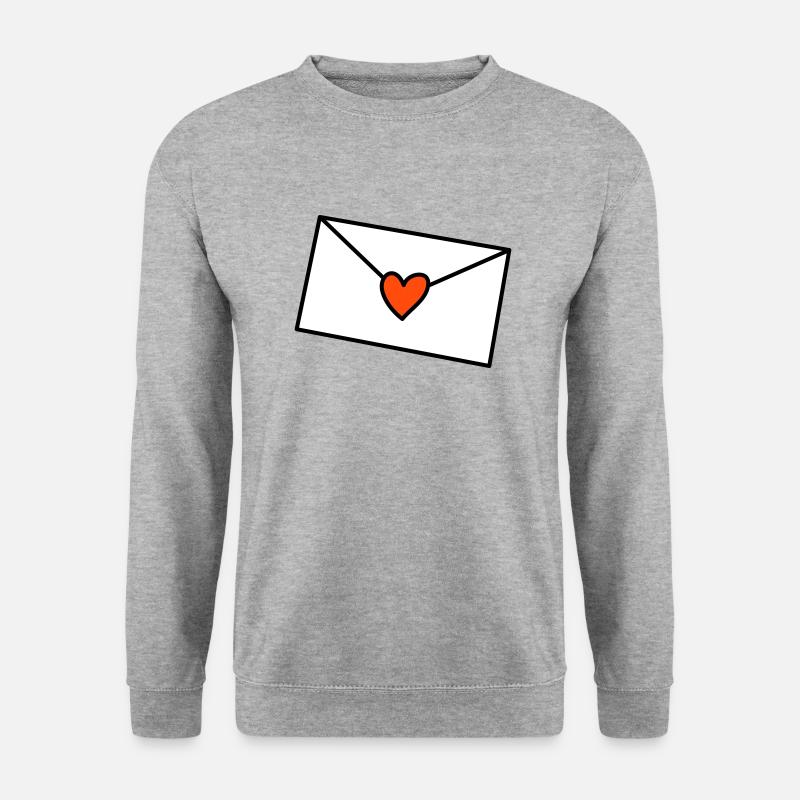 Brief Herz dreifarbig - Unisex Pullover - Weißgrau meliert