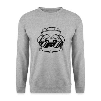 chien carlin cool lunettes de soleil cappy cap ados - Sweat-shirt Unisexe - gris chiné - Devant - Alina (178cm) & Michal (187cm)