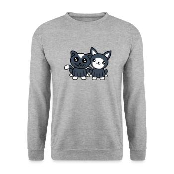 2 chats amis équipe équipage deux chatons de compagnie - Sweat-shirt Unisexe - gris chiné - Devant - Alina (178cm) & Michal (187cm)