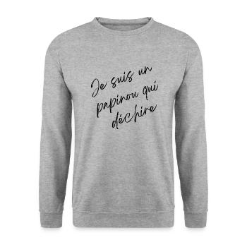 Je suis un papinou qui déchire - Sweat-shirt Unisexe - gris chiné - Devant - Alina (178cm) & Michal (187cm)