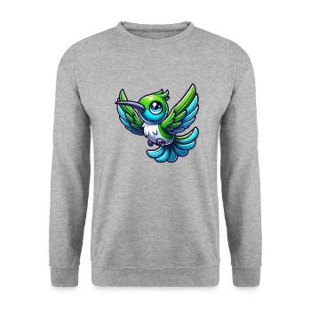 Colibri Oiseau - Sweat-shirt Unisexe - gris chiné - Devant - Alina (178cm) & Michal (187cm)