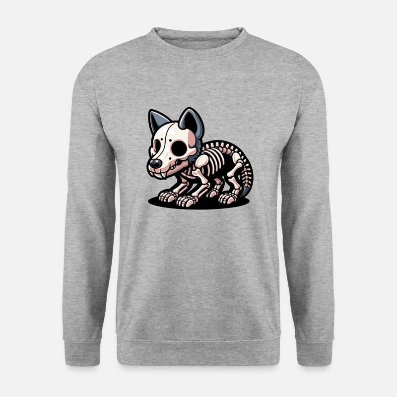 Skelett-Wolf - Unisex Pullover - Weißgrau meliert