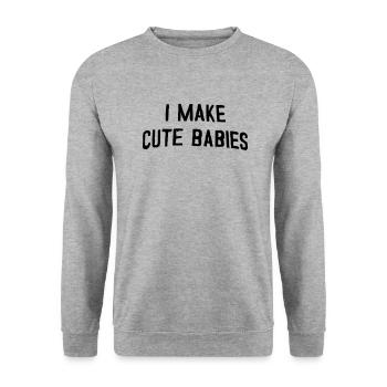Ich mache süße Babys - Unisex Pullover - Weißgrau meliert - Vorne - Alina (178cm) & Michal (187cm)