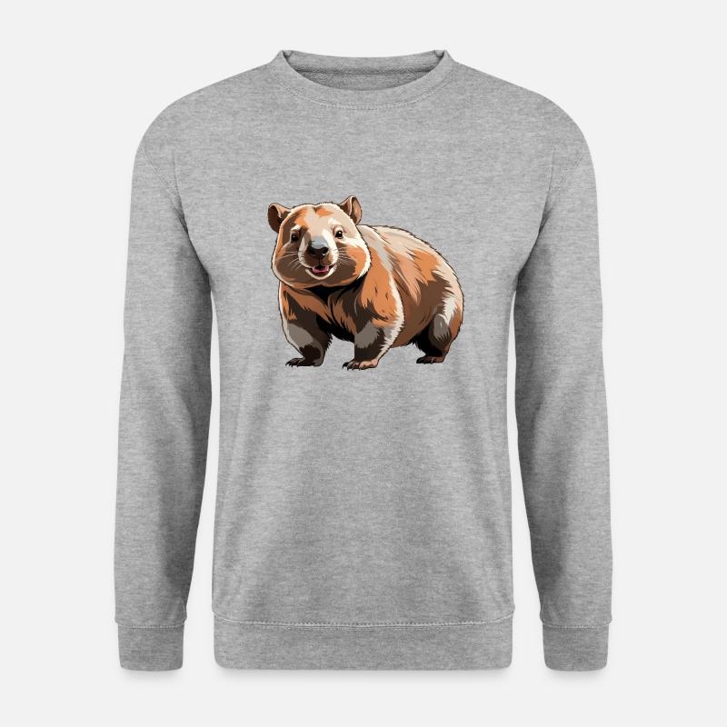 Wombat - Cute Animal Design - Unisex Pullover - Weißgrau meliert