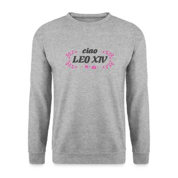 ciao Léon XIV - Sweat-shirt Unisexe - gris chiné - Devant - Alina (178cm) & Michal (187cm)