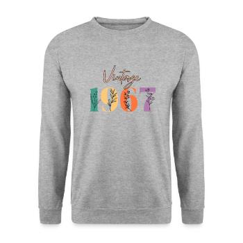 Vintage 1967 florale - Sweat-shirt Unisexe - gris chiné - Devant - Alina (178cm) & Michal (187cm)
