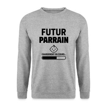 Annonce grossesse Futur parrain Bientôt parrain - Sweat-shirt Unisexe - gris chiné - Devant - Alina (178cm) & Michal (187cm)