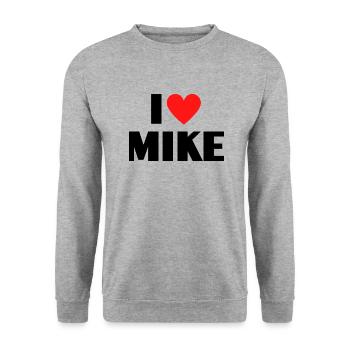 I Love Mike Red Heart Love Fan Gift - Sweat-shirt Unisexe - gris chiné - Devant - Alina (178cm) & Michal (187cm)