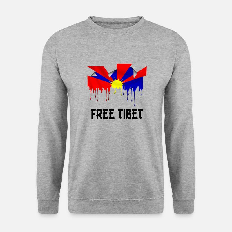 free tibet t-shirt - Unisex Pullover - Weißgrau meliert