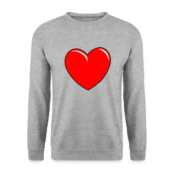 Cartoon-Herz - Unisex Pullover - Weißgrau meliert - Vorne - Alina (178cm) & Michal (187cm)