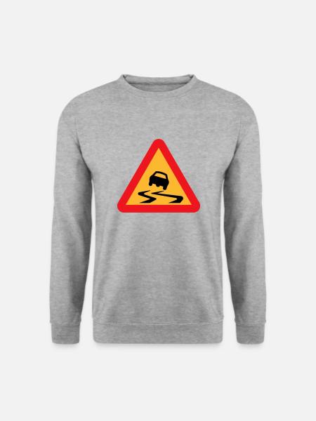Slippery Road Car Warning - Unisex Sweatshirt - salt & pepper