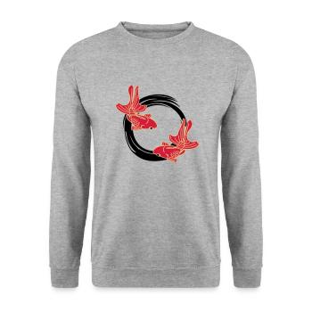kingyo - Unisex Pullover - Weißgrau meliert - Vorne - Alina (178cm) & Michal (187cm)