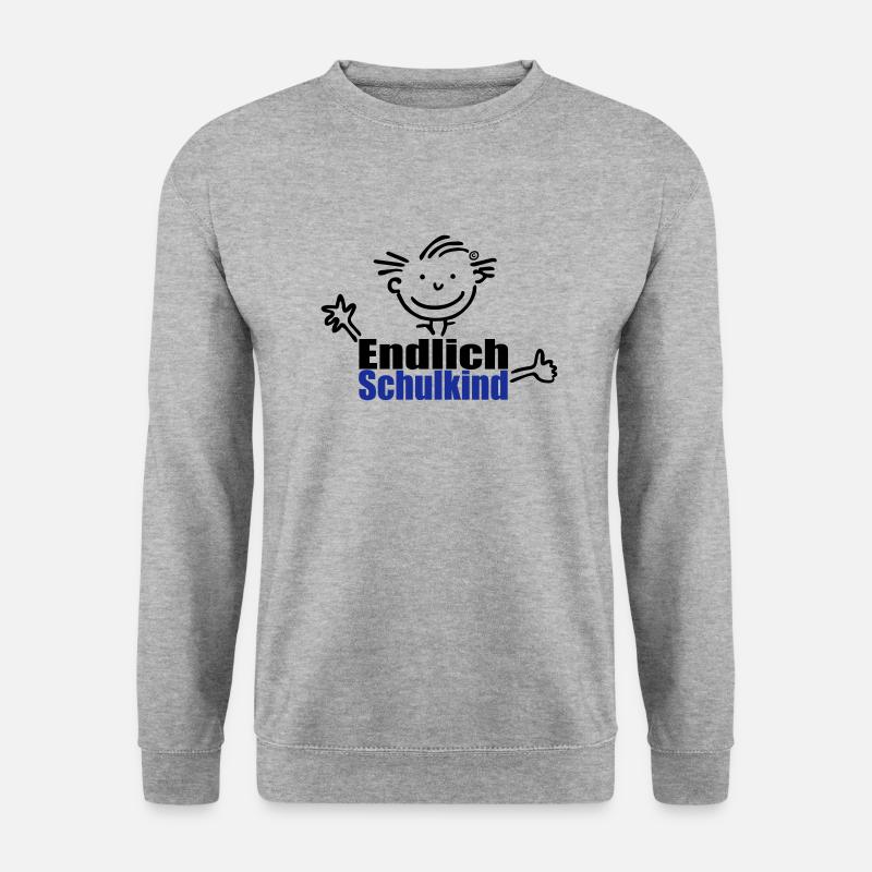 Junge: Endlich Schulkind - Unisex Pullover - Weißgrau meliert