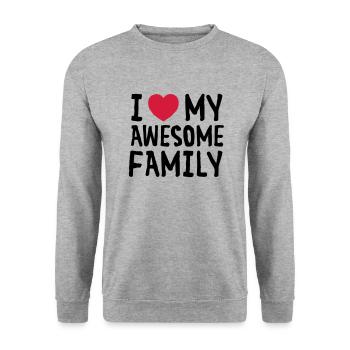 I Love (Heart) My Awesome Family - Unisex Pullover - Weißgrau meliert - Vorne - Alina (178cm) & Michal (187cm)