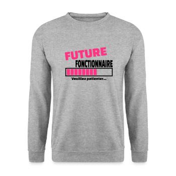 future fonctionnaire - Sweat-shirt Unisexe - gris chiné - Devant - Alina (178cm) & Michal (187cm)