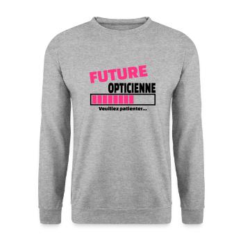 future opticienne - Sweat-shirt Unisexe - gris chiné - Devant - Alina (178cm) & Michal (187cm)
