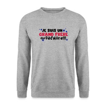 je suis un grand frère qui déchire - Sweat-shirt Unisexe - gris chiné - Devant - Alina (178cm) & Michal (187cm)