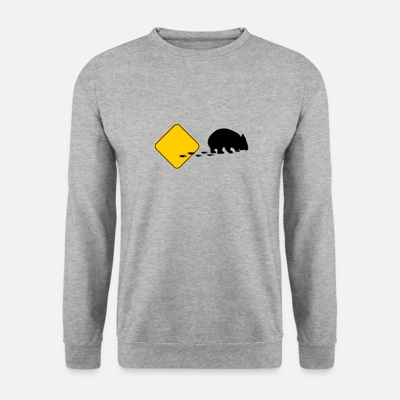 Wombat, Break out !!! - Unisex Pullover - Weißgrau meliert