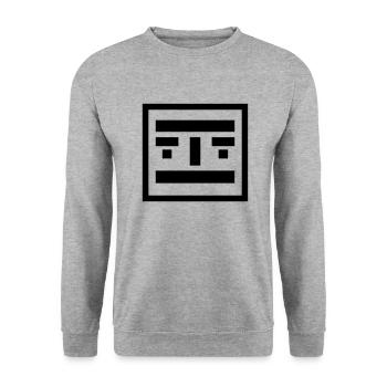 Roboter Gesicht Minimal - Unisex Pullover - Weißgrau meliert - Vorne - Alina (178cm) & Michal (187cm)