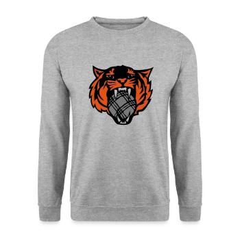 petanque tiger roars face cartoon - Unisex Sweatshirt - salt & pepper - Front - Alina (178cm) & Michal (187cm)