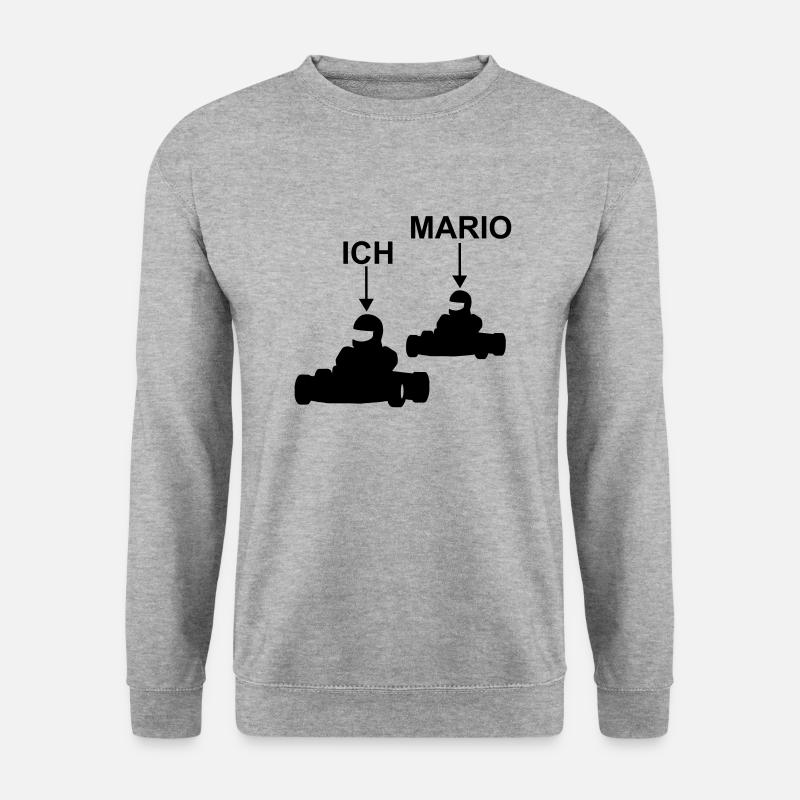 go kart ich mario - Unisex Pullover - Weißgrau meliert