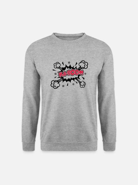 KABOOM Glow in the dark, Comic, Cartoon, 1-2 color - Unisex Pullover - Weißgrau meliert