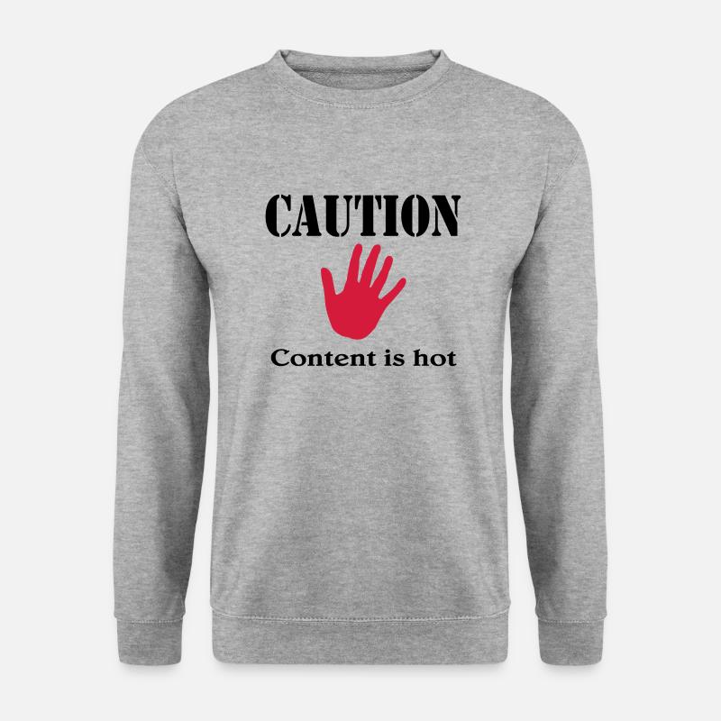 Caution, content is hot - Unisex Pullover - Weißgrau meliert