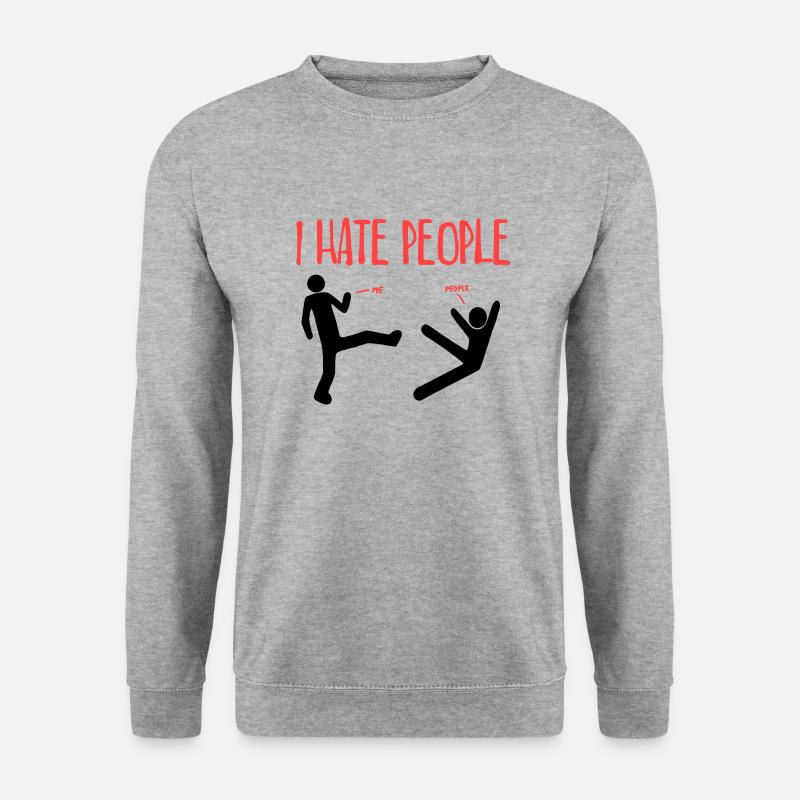 Ich hasse Menschen - Unisex Pullover - Weißgrau meliert