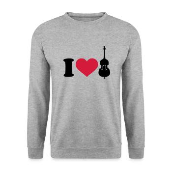 I love Contrabasse - Sweat-shirt Unisexe - gris chiné - Devant - Alina (178cm) & Michal (187cm)