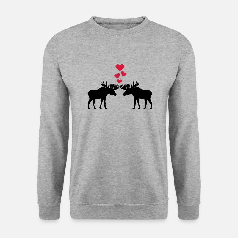 Elch - Unisex Pullover - Weißgrau meliert