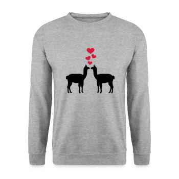 Llama - Unisex Sweatshirt - salt & pepper - Front - Alina (178cm) & Michal (187cm)