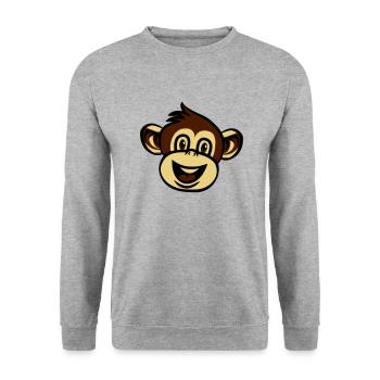 affe witzig lieb - Unisex Pullover - Weißgrau meliert - Vorne - Alina (178cm) & Michal (187cm)