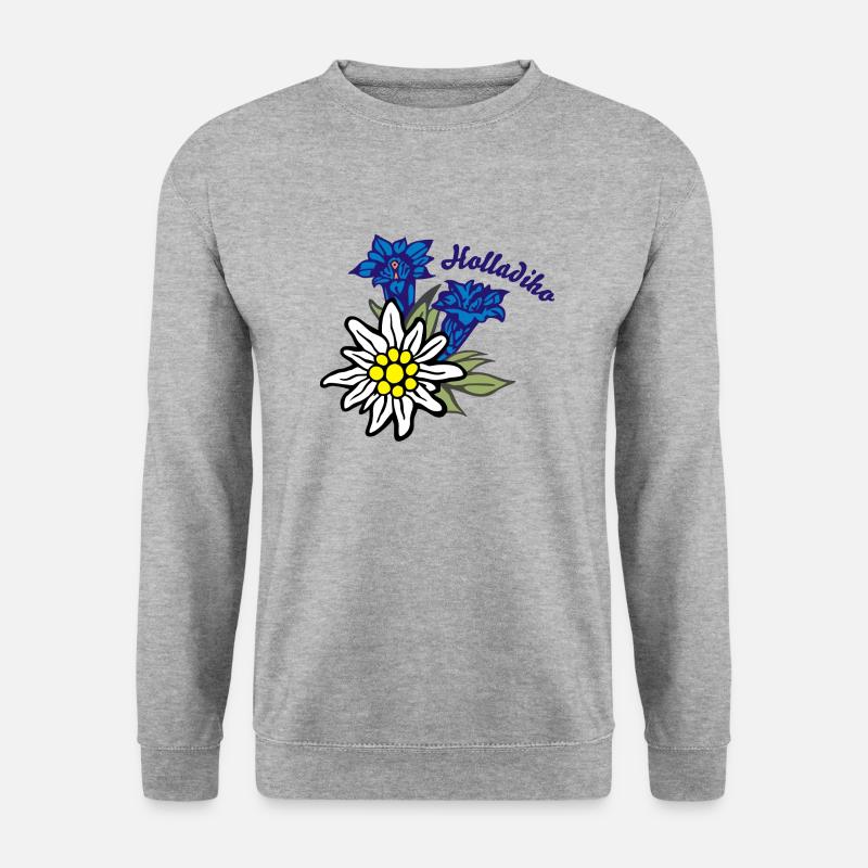 (edelweiss_mit_enzian_holladiho) - Unisex Pullover - Weißgrau meliert