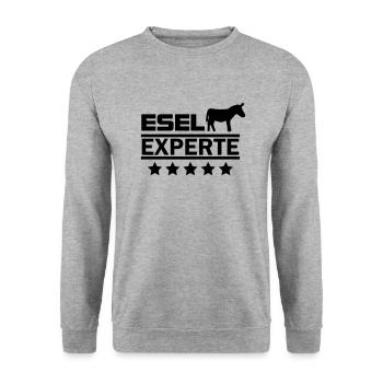Esel Experte - Unisex Pullover - Weißgrau meliert - Vorne - Alina (178cm) & Michal (187cm)