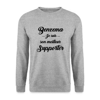 Benzema je suis son meilleur supporter - Sweat-shirt Unisexe - gris chiné - Devant - Alina (178cm) & Michal (187cm)