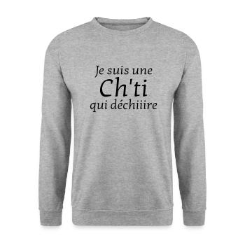 Ch'ti / Nord / Chti / Ch'ti mi / Nordiste / France - Unisex Sweatshirt - salt & pepper - Front - Alina (178cm) & Michal (187cm)