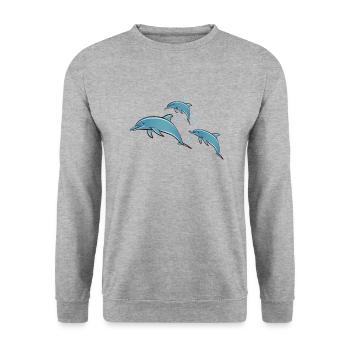 dauphins - Sweat-shirt Unisexe - gris chiné - Devant - Alina (178cm) & Michal (187cm)
