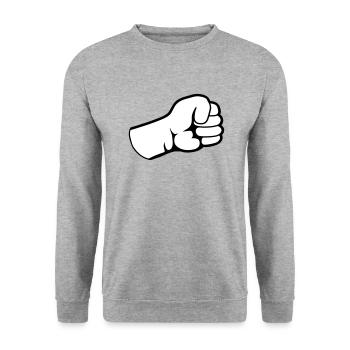 Poings à la main de conception - Sweat-shirt Unisexe - gris chiné - Devant - Alina (178cm) & Michal (187cm)
