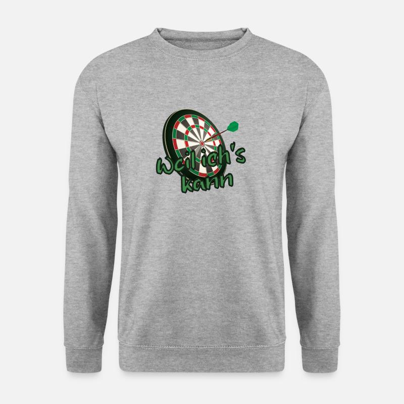 Dartscheibe Weil ich's kann - Dartsport Bullseye - Unisex Pullover - Weißgrau meliert