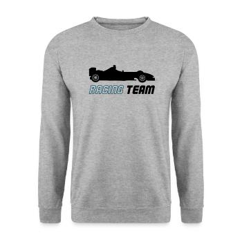 racing team 002 - Unisex Pullover - Weißgrau meliert - Vorne - Alina (178cm) & Michal (187cm)