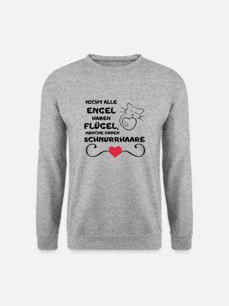 Schnuckibaby Lustige Sprüche Katze Engel Flügel - Unisex Pullover - Weißgrau meliert
