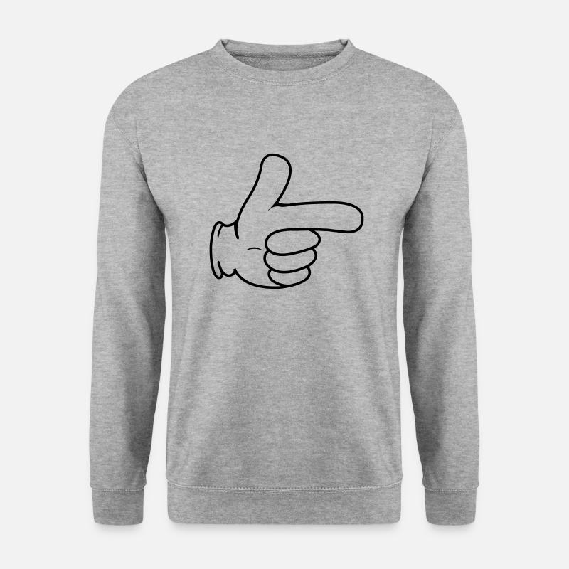 hand zeigefinger - Unisex Pullover - Weißgrau meliert