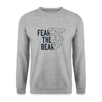 Fear The Bear Bär Baisse Aktien Börse Trading - Unisex Pullover - Weißgrau meliert - Vorne - Alina (178cm) & Michal (187cm)