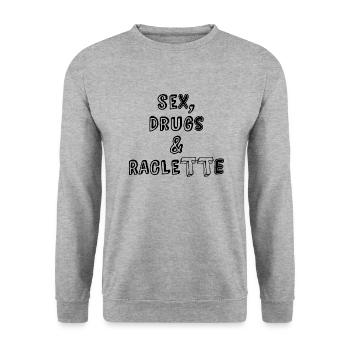 Sex, Drugs & Raclette - Unisex Sweatshirt - salt & pepper - Front - Alina (178cm) & Michal (187cm)